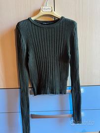 Maglia a coste verde bottiglia