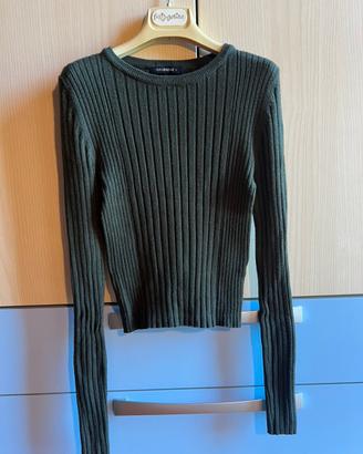 Maglia a coste verde bottiglia