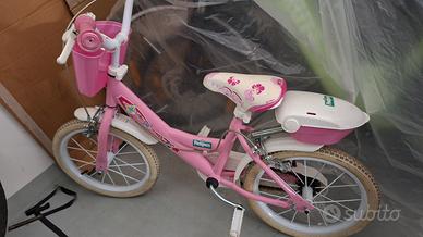 Bici bicicletta bimba rosa e bianca con accessori 