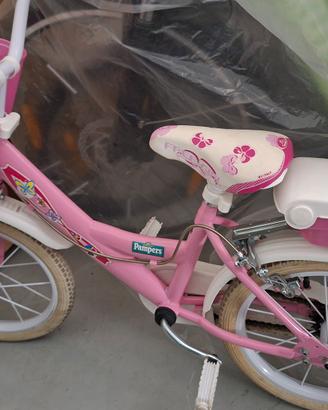 Bici bicicletta bimba rosa e bianca con accessori 