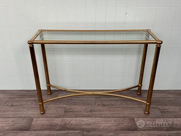 consolle mobile ingresso anni 80 in ottone e vetro