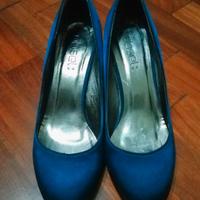 Scarpe di raso blu con tacco - Obsel