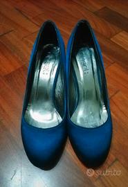 Scarpe di raso blu con tacco - Obsel