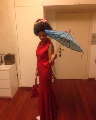 Abito lungo a sirena rosso vintage tg 42 originale