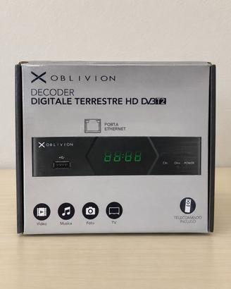 Decoder digitale terrestre HD DVB-T2 e telecomando
