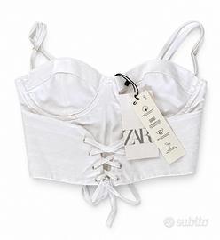 Top corsetto Zara bianco XS con cartellino