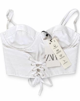 Top corsetto Zara bianco XS con cartellino