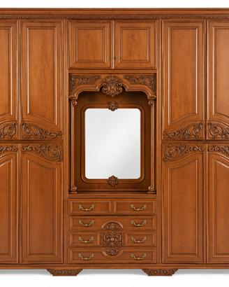 Armadio vintage-legno massello intagliato+specchio