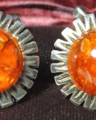 Esclusivi gemelli Vintage ambra e oro su argento