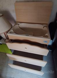 Italbaby Cassettiera con fasciatoio e vasca bagno