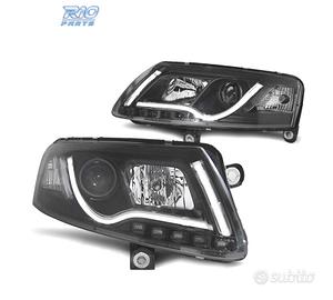 FARI AUDI A6 C6 04-08 LUCE DIURNA DRL LED NERO