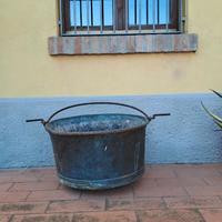Grande paiolo pentolone in rame antico cm 67 h 42