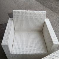set completo divano plastica rattan bianco 