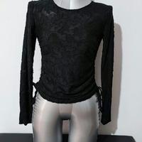Maglia donna ragazza XS nera maglietta in pizzo 