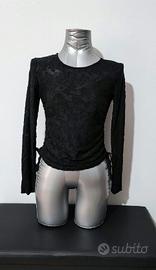 Maglia donna ragazza XS nera maglietta in pizzo 