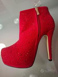 Stivaletti Jennika rossi strass NUOVI n.39 