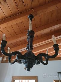 lampadario in legno massello 