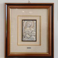 Quadro Madonna con Bambino argento 999