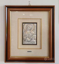 Quadro Madonna con Bambino argento 999