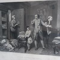 acquaforte antica inglese in bianco e nero 