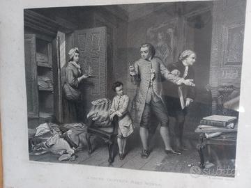 acquaforte antica inglese in bianco e nero 