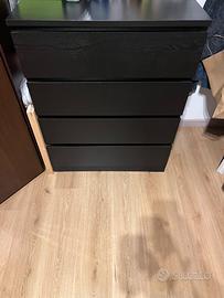 Cassettiera Malm ikea colore marrone/nero