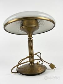Lampada Fungo Vintage in Ottone, Vetro e 3 Luci