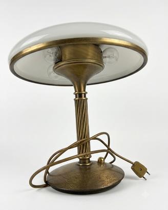 Lampada Fungo Vintage in Ottone, Vetro e 3 Luci