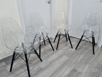 4 sedie stile scandinavo trasparenti