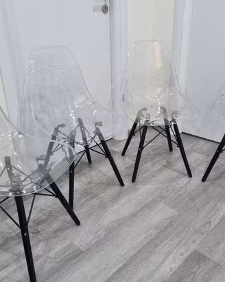 4 sedie stile scandinavo trasparenti