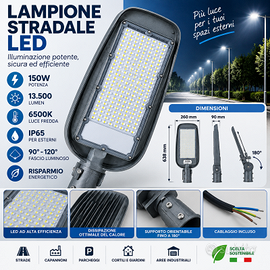 Lampioni stradali LED 150W 13500 lumen IP65