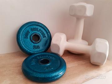 Set 2 Dischi 2 Kg + 2 Manubri 1,5 Kg