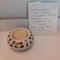 porta candela di natale in ceramica 