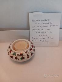 porta candela di natale in ceramica 