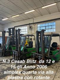 N. 3 Carrelli elevatori elettrici Cesab da 12 a 15