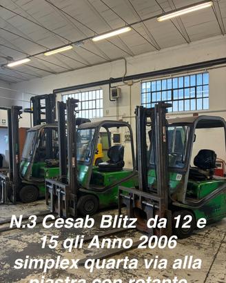 N. 3 Carrelli elevatori elettrici Cesab da 12 a 15