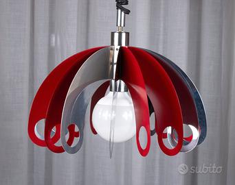 Lampadario Space Age anni '70 in acciaio smaltato