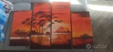 Quadro africa a quattro pezzi