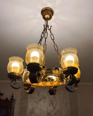 lampadario ferro battuto