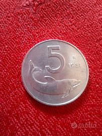 5 LIRE 1949 uva + 5 LIRE 1951 delfino