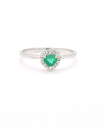 Anello smeraldo cuore e diamanti a contorno