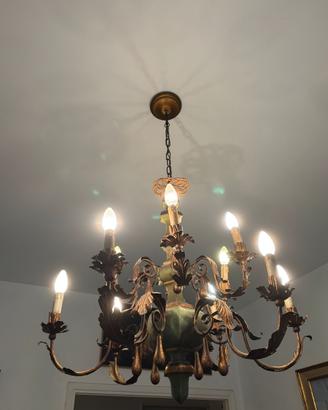 Lampadario vintage in legno – 8 luci