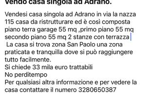 Casa singola ad Adrano da ristrutturare