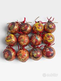 Set 12 Palline Natale Decoupage Babbo Natale