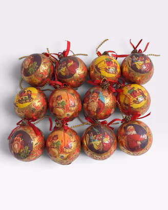 Set 12 Palline Natale Decoupage Babbo Natale