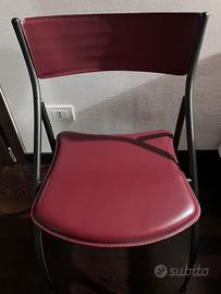 N 4 sedie in pelle  bordeaux