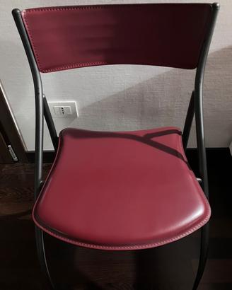N 4 sedie in pelle  bordeaux