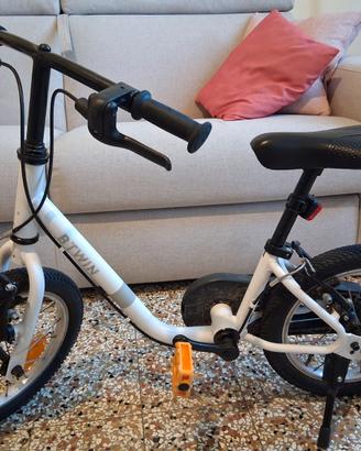BTWIN Bici bambino 3-5 anni bianca 14'' pollici