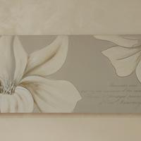 Quadro Floreale Grigio Argento Bianco