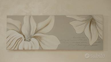 Quadro Floreale Grigio Argento Bianco